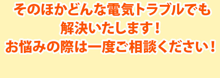 そのほかどんな電気トラブルでも解決いたします！お悩みの際は一度ご相談ください！